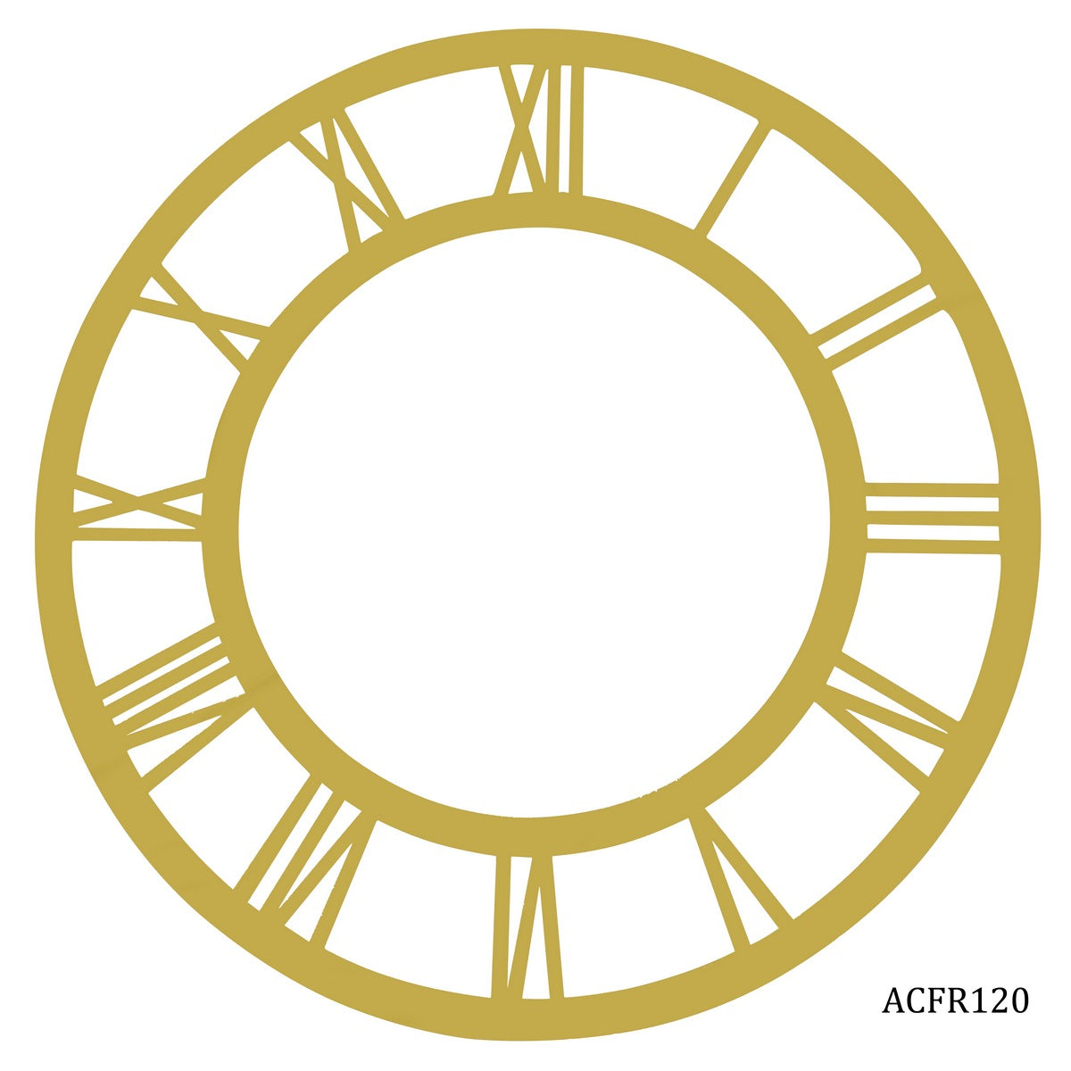 Acrylic Clock Frame Roman Nos Gold 12Inch ACFR120