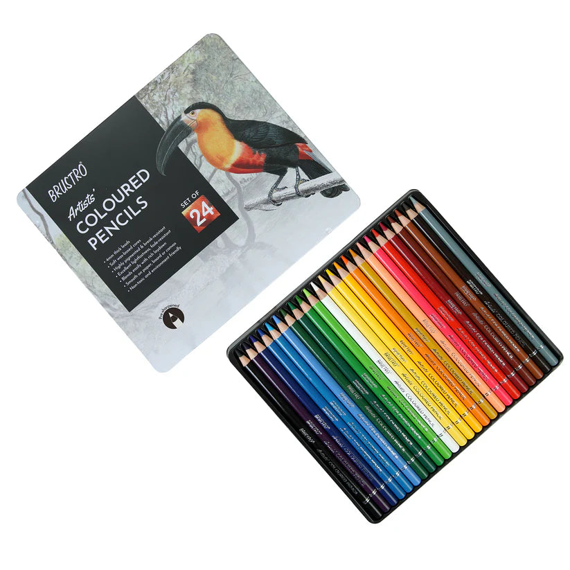 BRUSTRO Artists Colour Pencil | Set of 24 (in an Elegant tin Box)