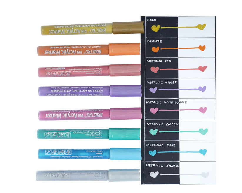 Brustro Acrylic (DIY) Marker Set of 8 (Metallic Shades)
