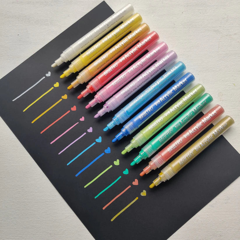 Brustro (DIY) Acrylic Marker Set of 12 Vibrant Colours