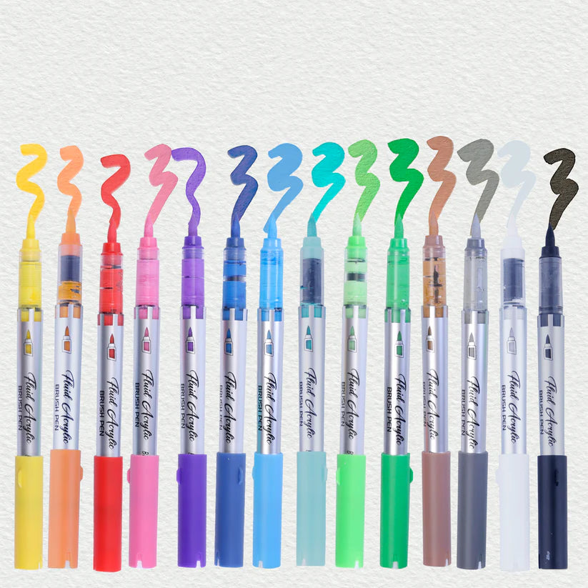 BRUSTRO Fluid Acrylic Brush Pen Set of 14