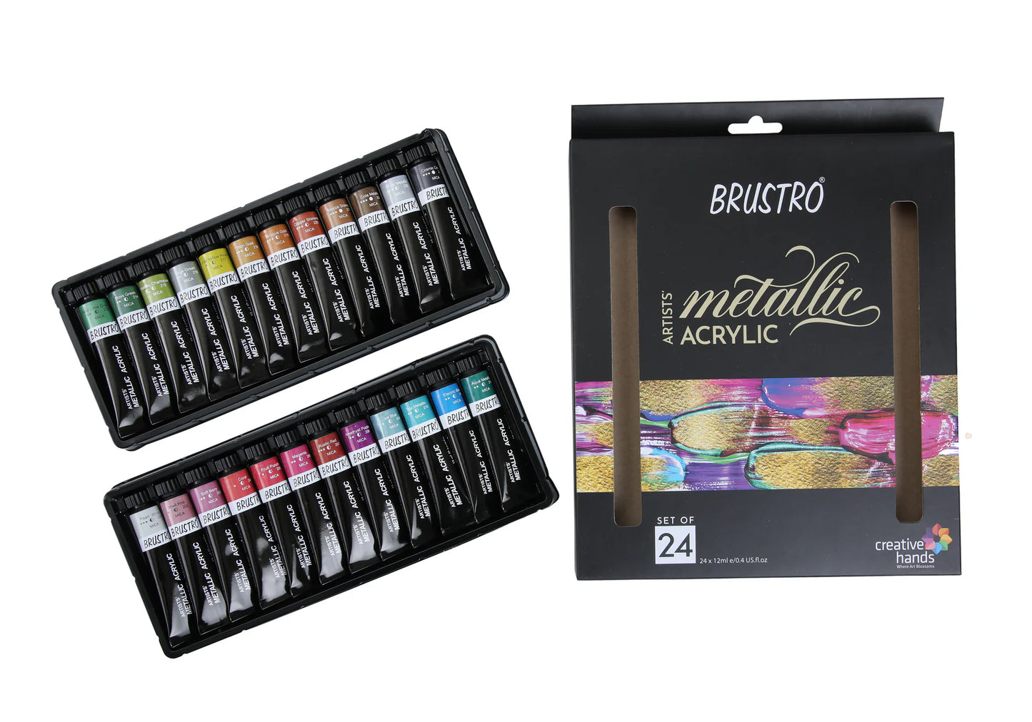Brustro Artists' Metallic Acrylic Set of 24x12ml tubes