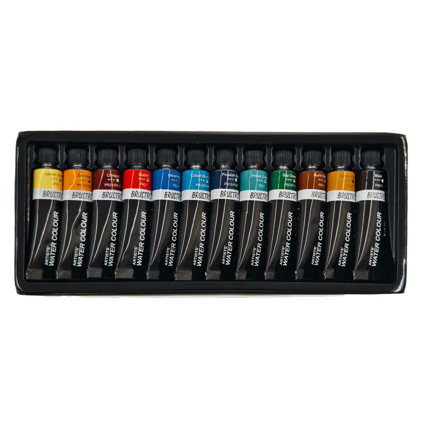 BRUSTRO Artist's Watercolour Paint | Set of 12 Colours X 5ML Tubes