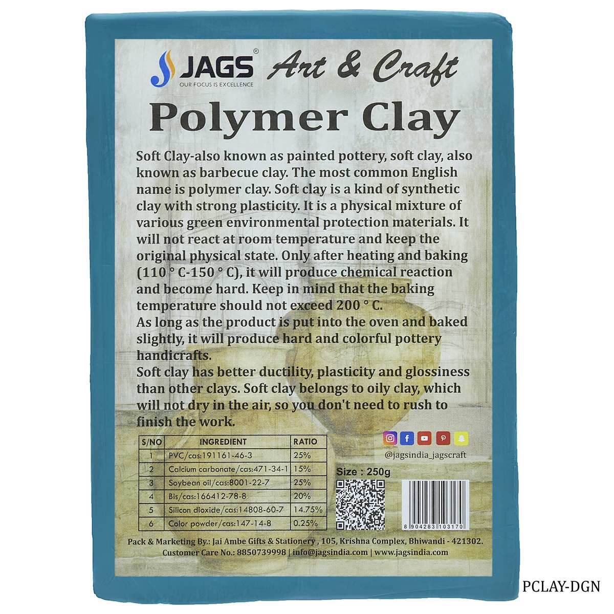 Polymer Clay 250gm Deep Green PCLAY-DGN