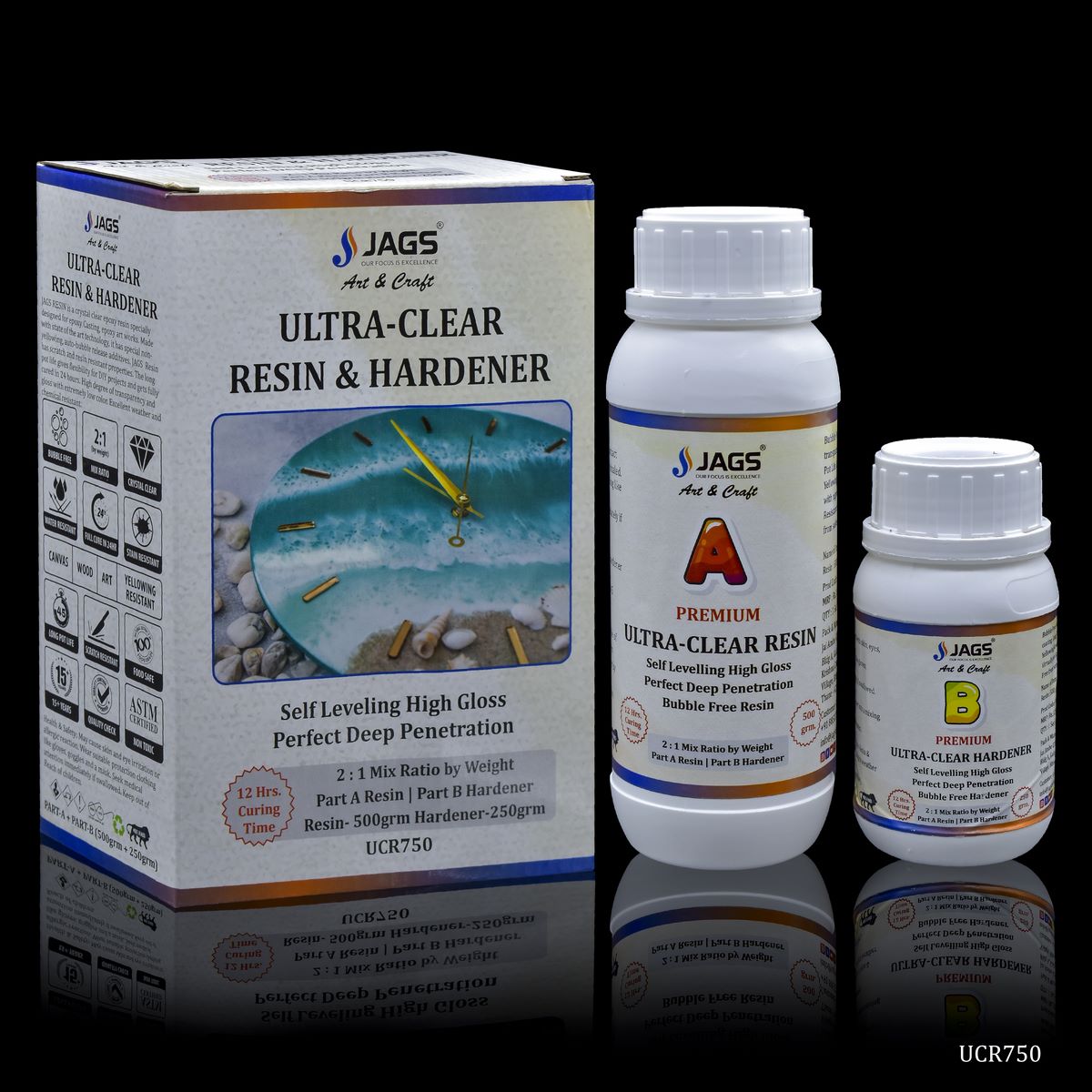 Ultra Clear Set Resin 500Gms Hardener 250Gms UCR750