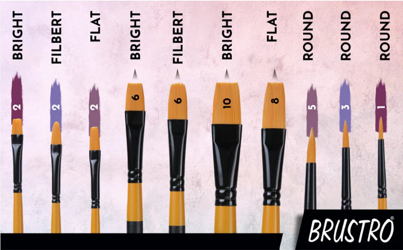 BRUSTRO Artists Gold Taklon Brushes Set of 10