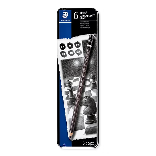 STAEDTLER MARS LUMOGRAPH DRAWING PENCIL SETS 6 SHADES BLACK-100BG6