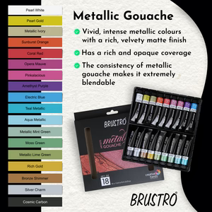 Brustro Artists' Metallic Gouache Set of 18x12ml