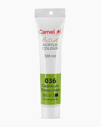 Camel Artist Acrylic Colours Individual tube of Cadmium Green Pale- 036