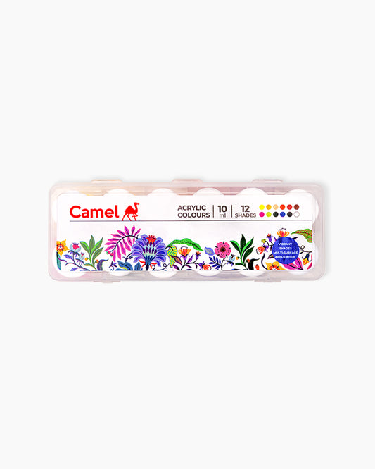 Camel  Acrylic  Colours  Assorted  pack  of  12  shades  in  10  ml