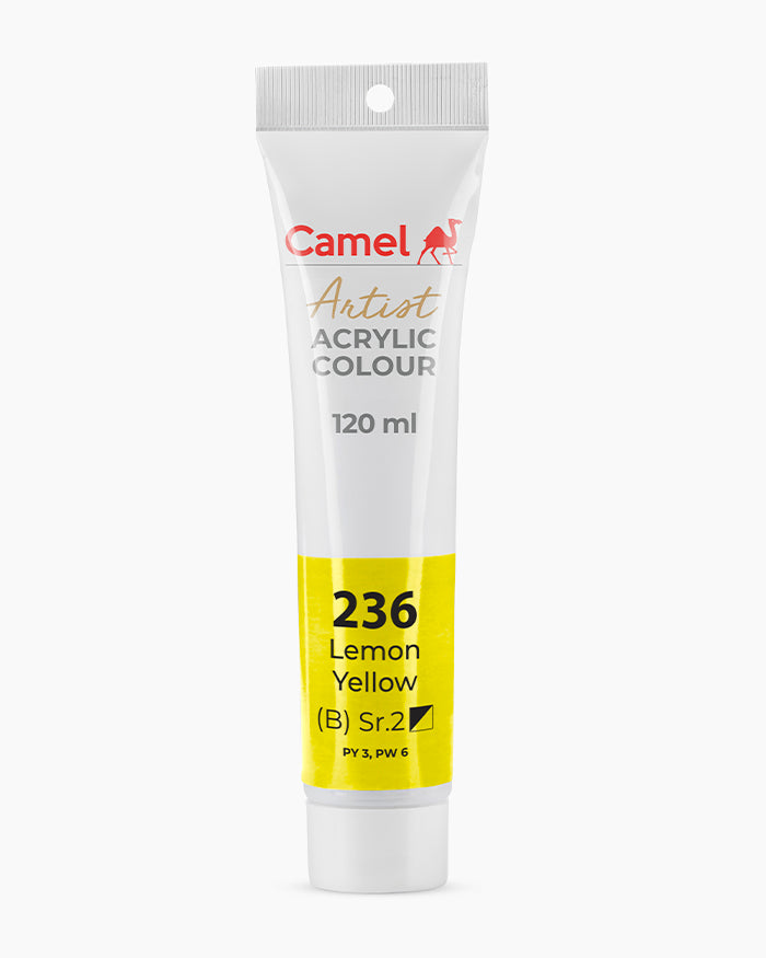 Camel Artist Acrylic Colours Individual tube of Lemon Yellow- 236