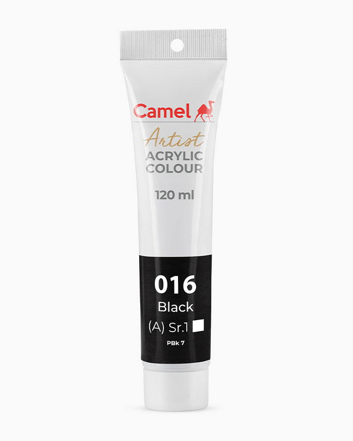 Camel Artist Acrylic Colours Individual tube of Black- 016