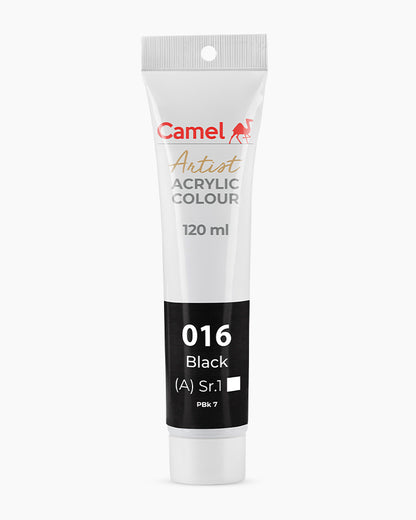 Camel Artist Acrylic Colours Individual tube of Black- 016