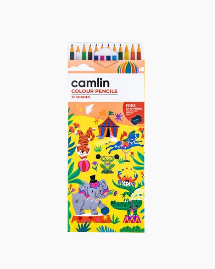 Camlin  Colour  Pencils  Assorted  pack  of  12  shades  with  Sharpener,  Full  size