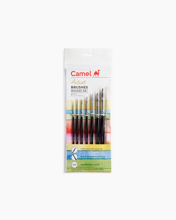 Camel  Artist  Brushes  Assorted  pack  of  7  brushes,  Round  -  Series  68