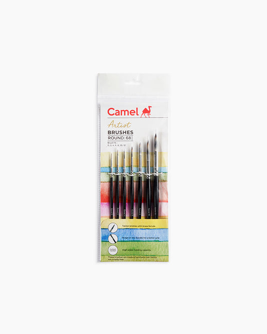 Camel  Artist  Brushes  Assorted  pack  of  7  brushes,  Round  -  Series  68