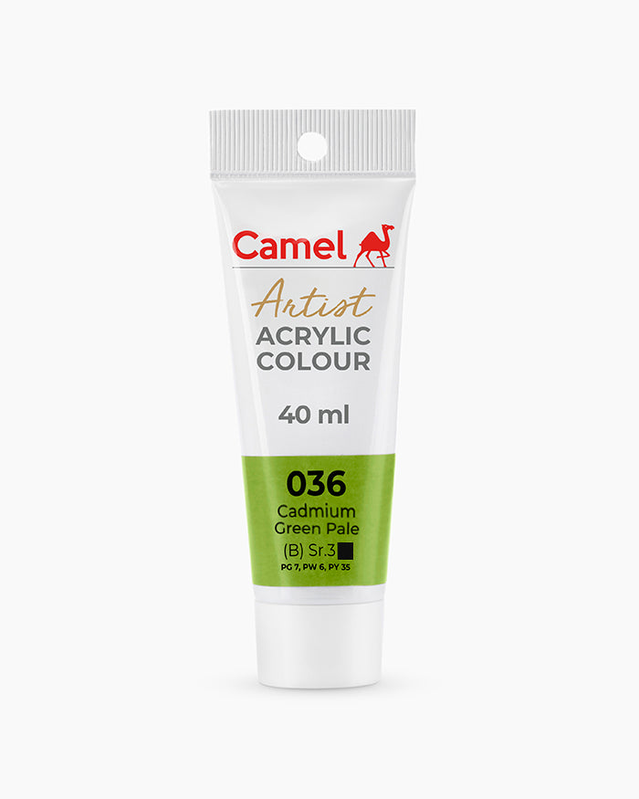Camel Artist Acrylic Colours Individual tube of Cadmium Green Pale- 036