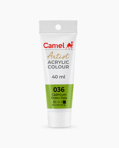 Camel Artist Acrylic Colours Individual tube of Cadmium Green Pale- 036