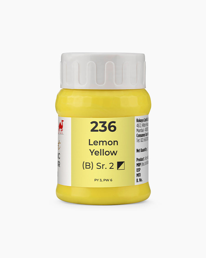 Camel Artist Acrylic Colours Individual tube of Lemon Yellow- 236