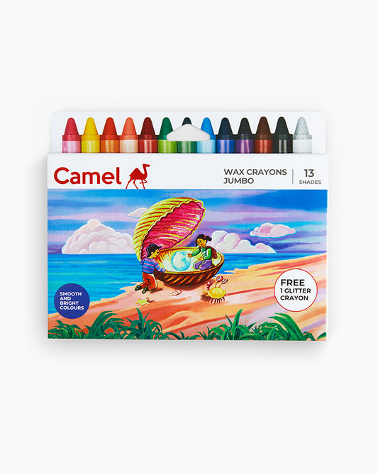 Camel  Wax  Crayons  Assorted  pack  of  13  shades,  Jumbo