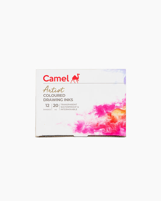 Camel  Coloured  Drawing  Inks  Assorted  pack  of  12  shades  in  20  ml