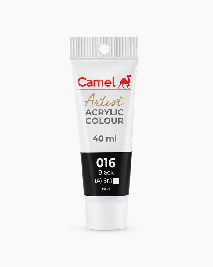 Camel Artist Acrylic Colours Individual tube of Black- 016