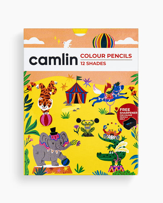 Camlin  Colour  Pencils  Assorted  pack  of  12  shades  with  Sharpener,  Half  size