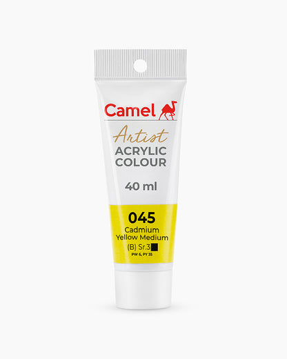 Camel Artist Acrylic Colours Individual tube of Cadmium Yellow Medium-045