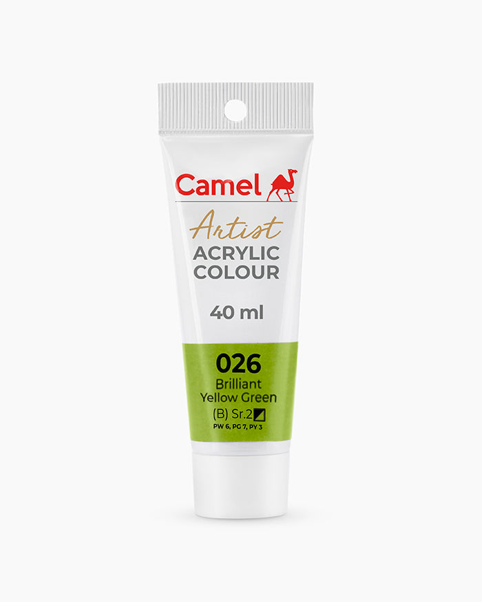 Camel Artist Acrylic Colours Individual tube of Brilliant Yellow Green-026