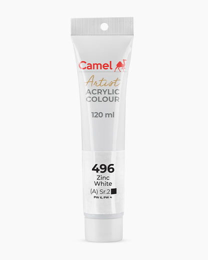 Camel Artist Acrylic Colours Individual tube of Zinc White- 496