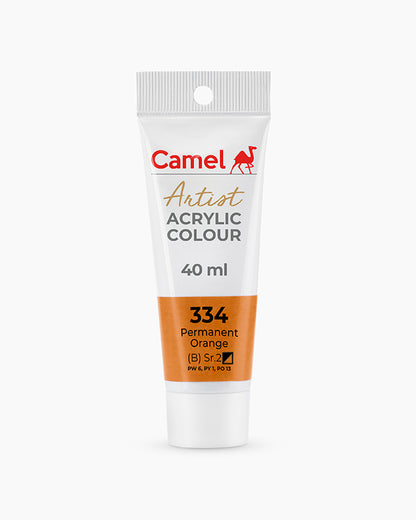 Camel Artist Acrylic Colours Individual tube of Permanent Orange-334
