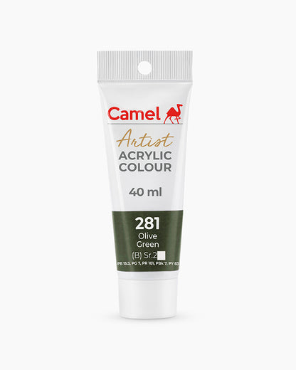 Camel Artist Acrylic Colours Individual tube of Olive Green-281