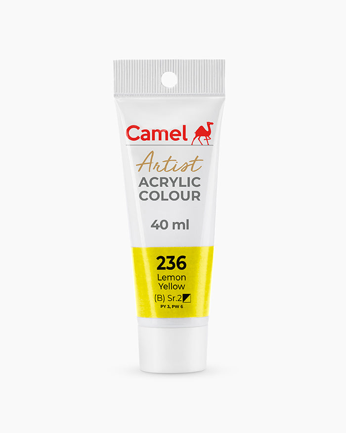 Camel Artist Acrylic Colours Individual tube of Lemon Yellow- 236