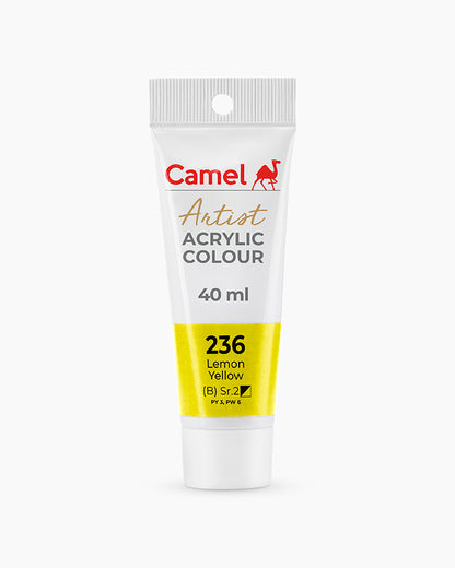 Camel Artist Acrylic Colours Individual tube of Lemon Yellow- 236