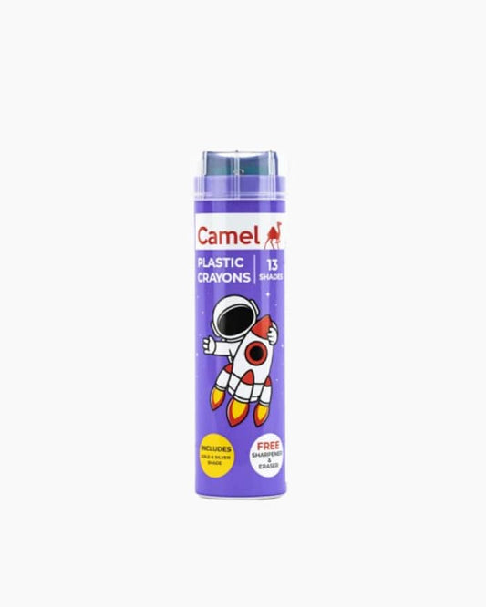 Camel  Plastic  Crayons  Assorted  tin  pack  of  13  shades,  Hexagonal