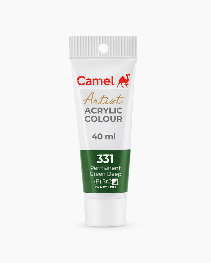Camel Artist Acrylic Colours Individual tube of Permanent Green Deep-331