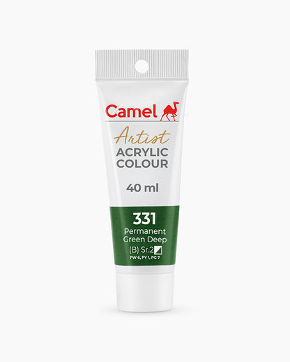 Camel Artist Acrylic Colours Individual tube of Permanent Green Deep-331