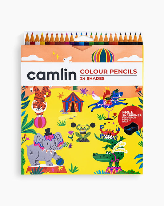 Camlin  Colour  Pencils  Assorted  pack  of  24  shades  with  Sharpener,  Full  size
