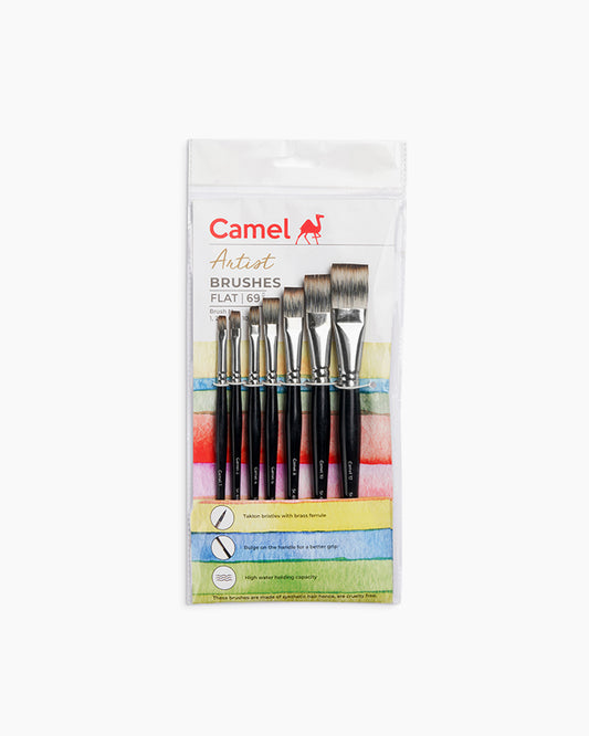 Camel  Artist  Brushes  Assorted  pack  of  7  brushes,  Flat  -  Series  69