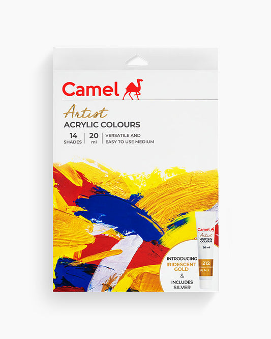 Camel  Artist  Acrylic  Colours  Assorted  pack  of  14  shades  in  20  ml