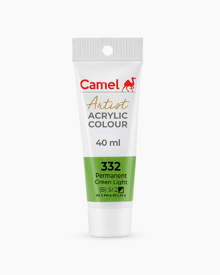 Camel Artist Acrylic Colours Individual tube of Permanent Green Light- 332