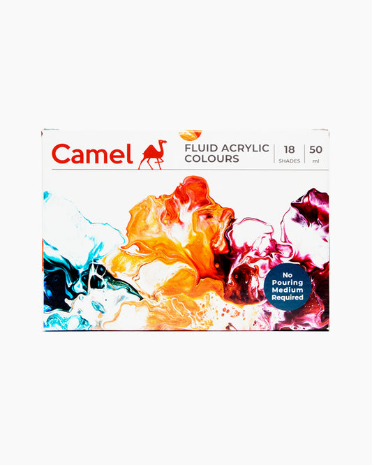 Camel  Fluid  Acrylic  Colours  Assorted  Pack  in  18  Shades