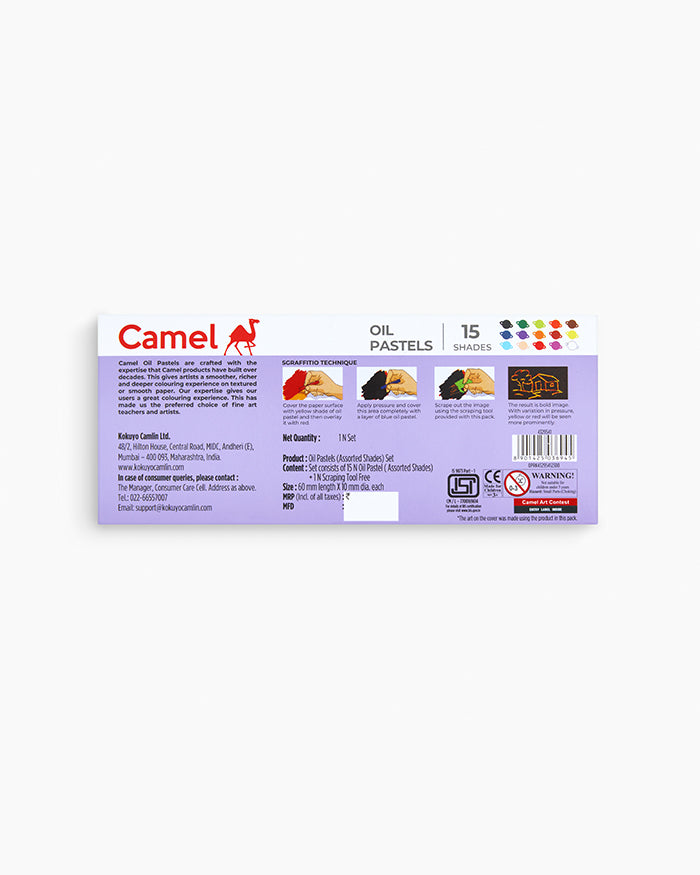 Camel Oil Pastels Assorted carton pack of 15 shades