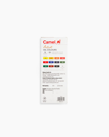 Camel  Artist  Oil  Colours  Assorted  pack  of  12  shades  in  20  ml