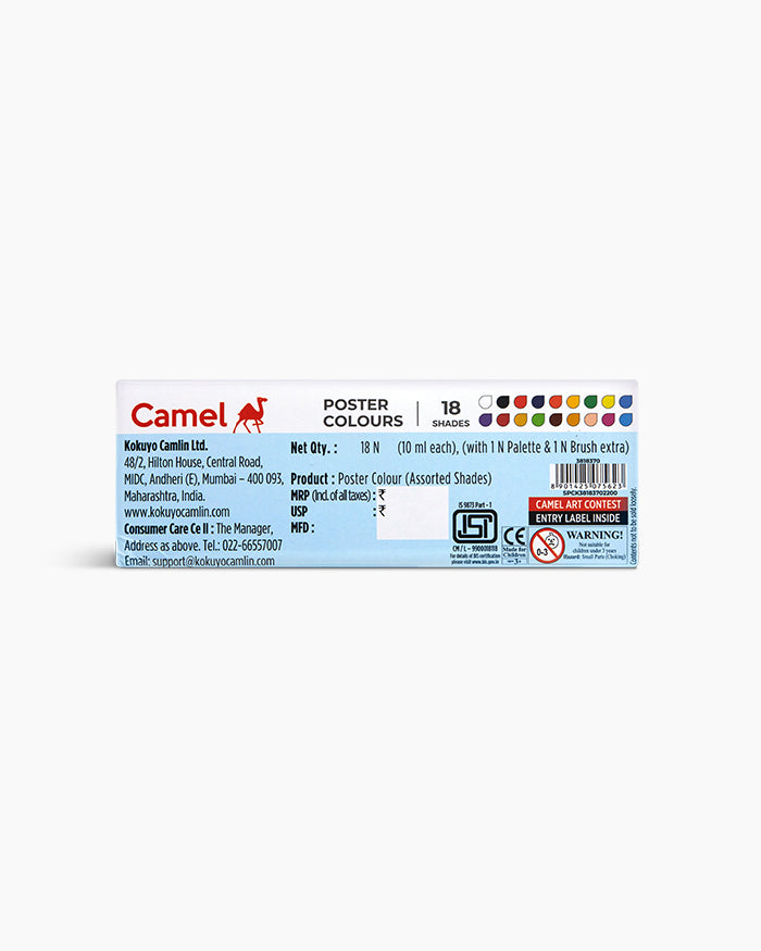 Poster  Colours  Assorted  carton  pack  of  18  shades  in  10  ml