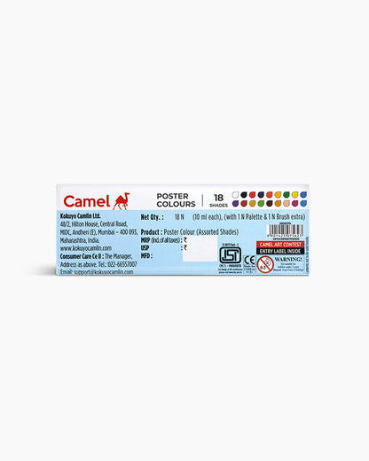 Poster  Colours  Assorted  carton  pack  of  18  shades  in  10  ml