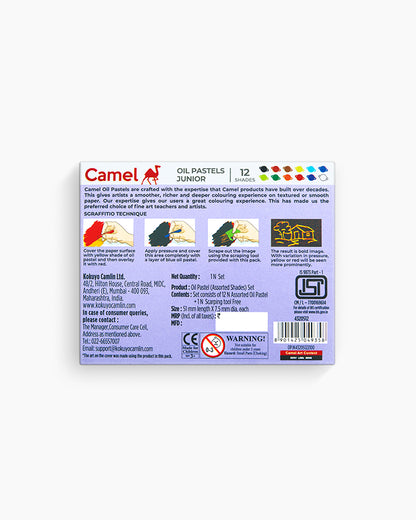 Camel Oil Pastels Assorted carton pack of 12 shades Junior