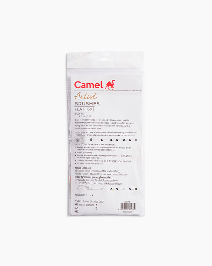 Camel  Artist  Brushes  Assorted  pack  of  7  brushes,  Flat  -  Series  69