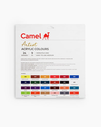 Camel  Artist  Acrylic  Colours  Assorted  pack  of  24  shades  in  9  ml