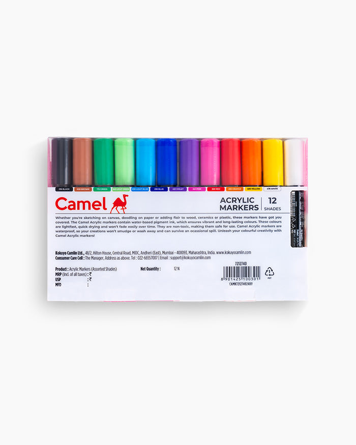 Camel  Acrylic  Markers  Assorted  pack  of  12  shades
